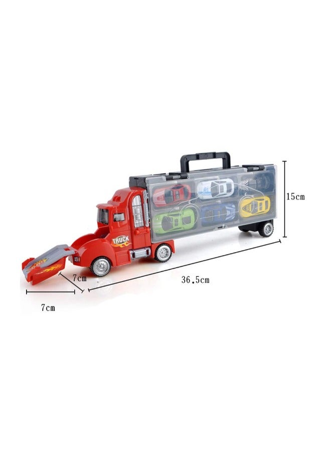 Toy Truck Transport Car Carrier Toy for Boys and Girls age 3-10 yrs old - Hauler Truck Includes 6 Toy Cars and Accessories - Ideal Gift For Kids - Image 4